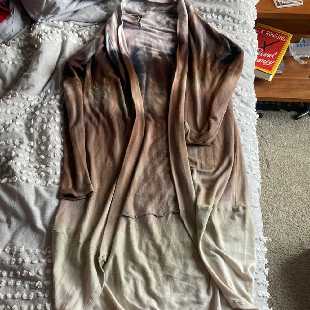 Brightly twisted, long cardigan, tie-dye
